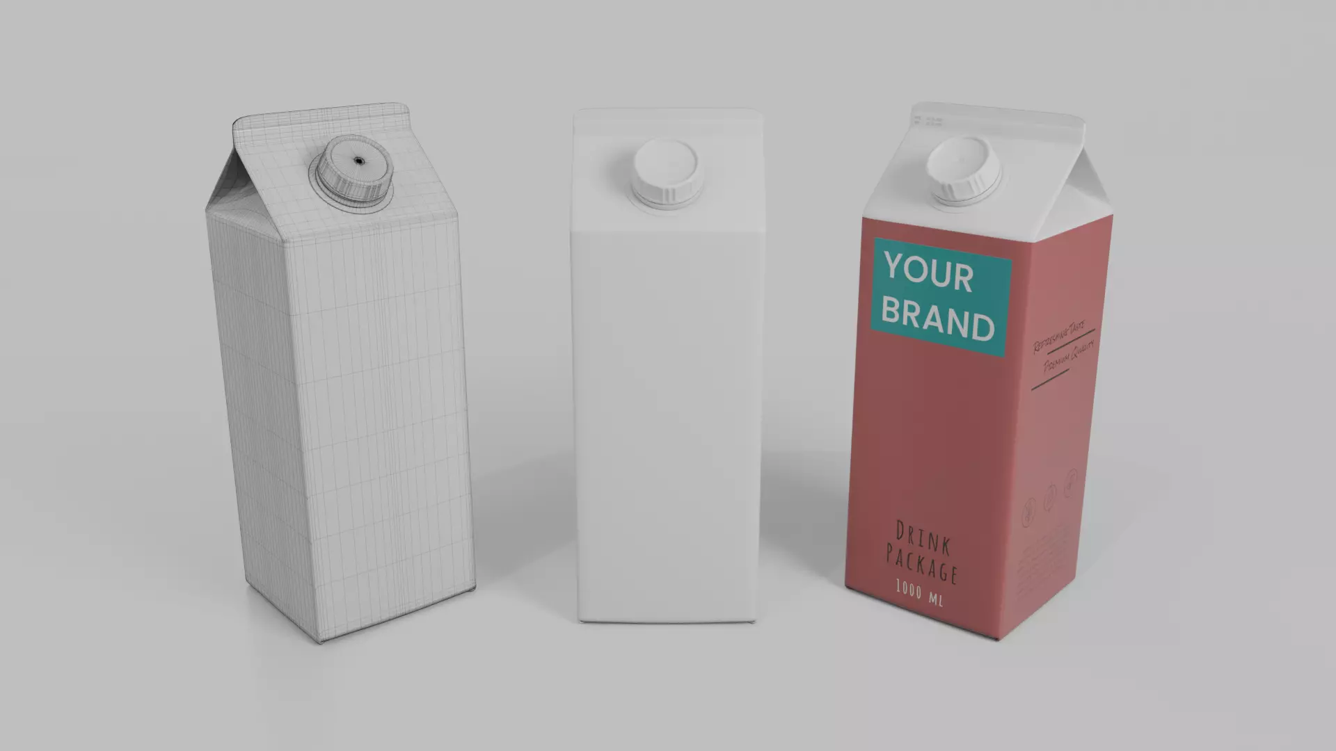 Beverage Carton Variety Set - Customizable Pack 3D Model Collection_14