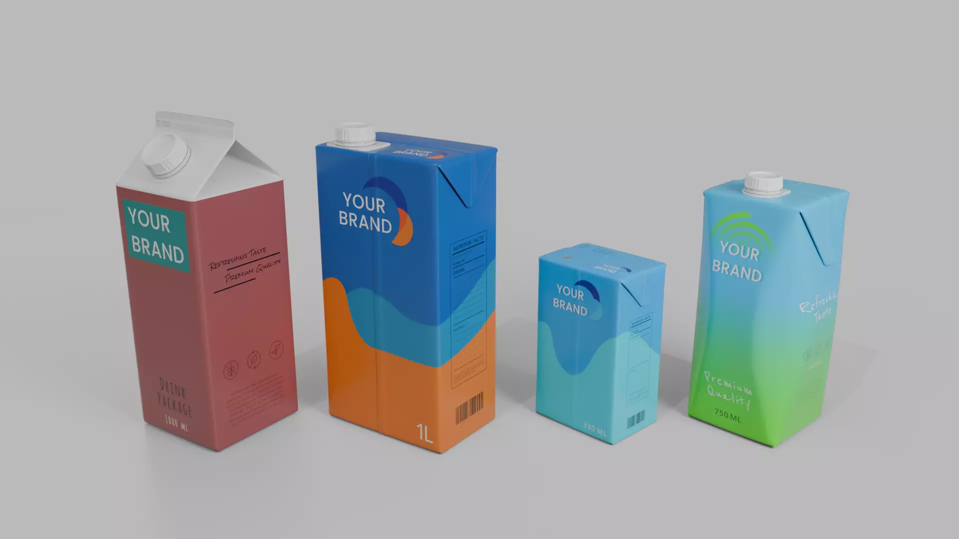 Beverage Carton Variety Set - Customizable Pack 3D Model Collection_6