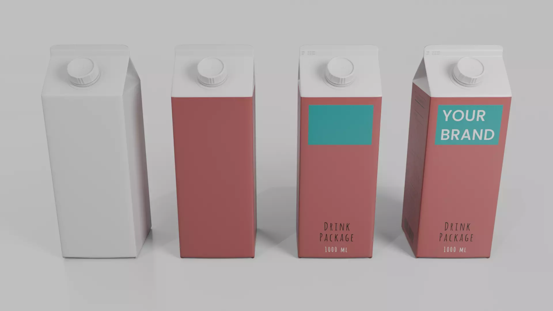 Beverage Carton Variety Set - Customizable Pack 3D Model Collection_10