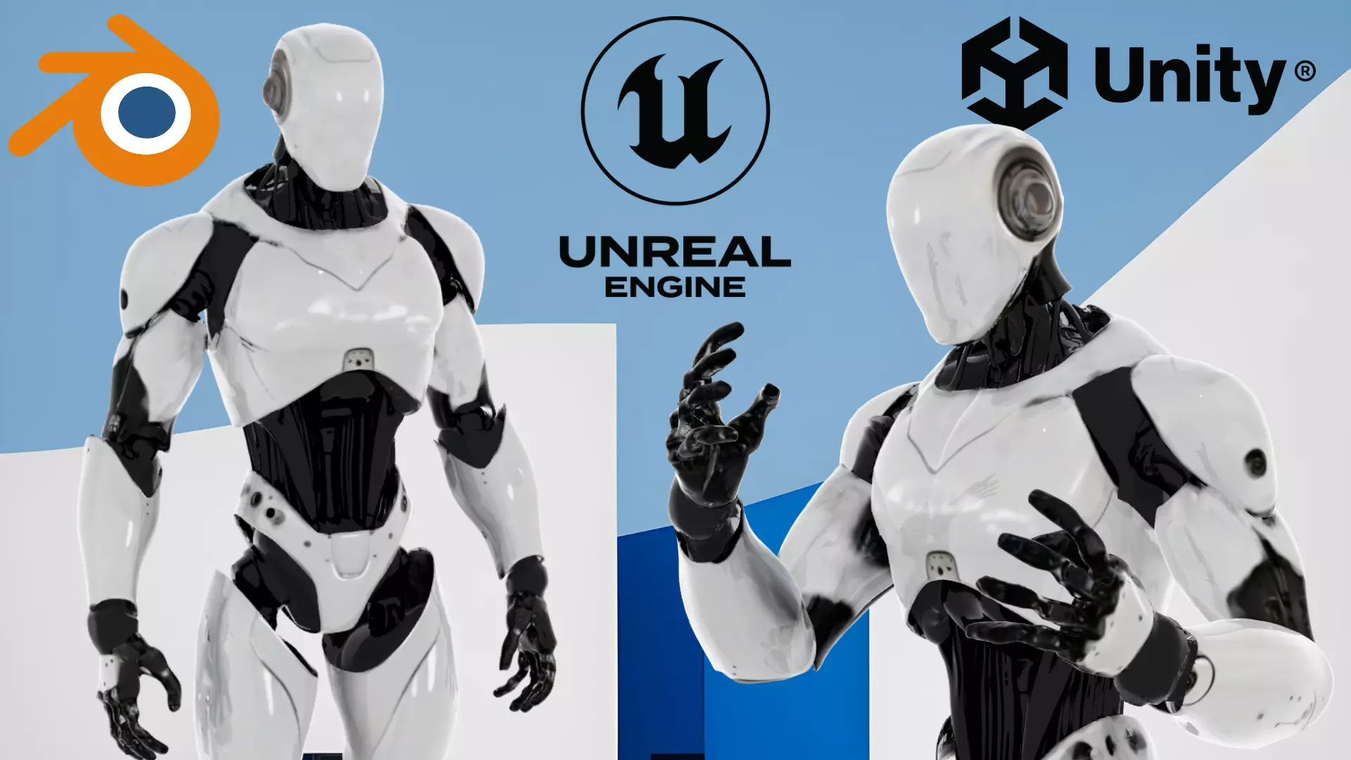 Humanoid Robot Game Ready PBR Unreal Engine and Unity Compatible Low-poly 3D model_0