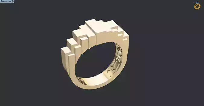 Architectural solid gold ring