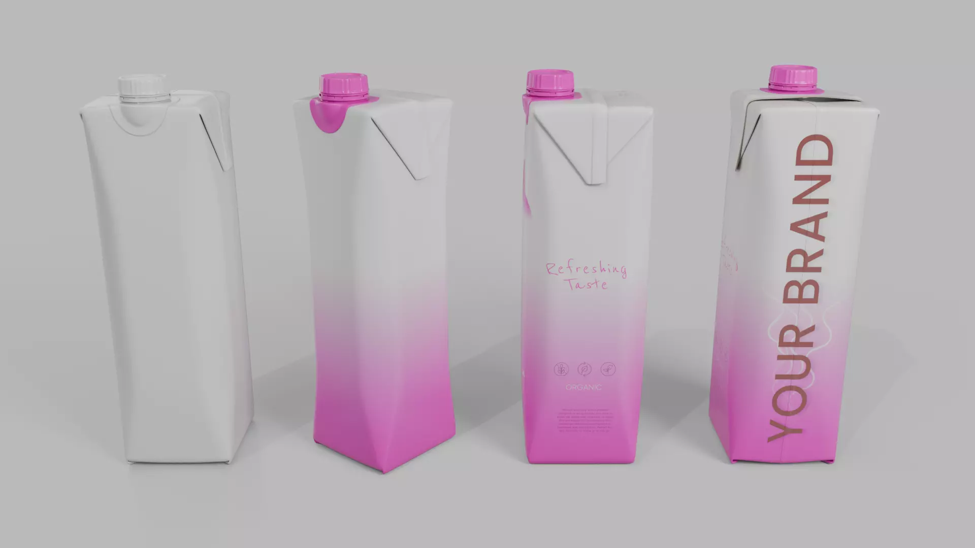 Beverage Carton Compact Set - Customizable Pack 3D Model Collection_12