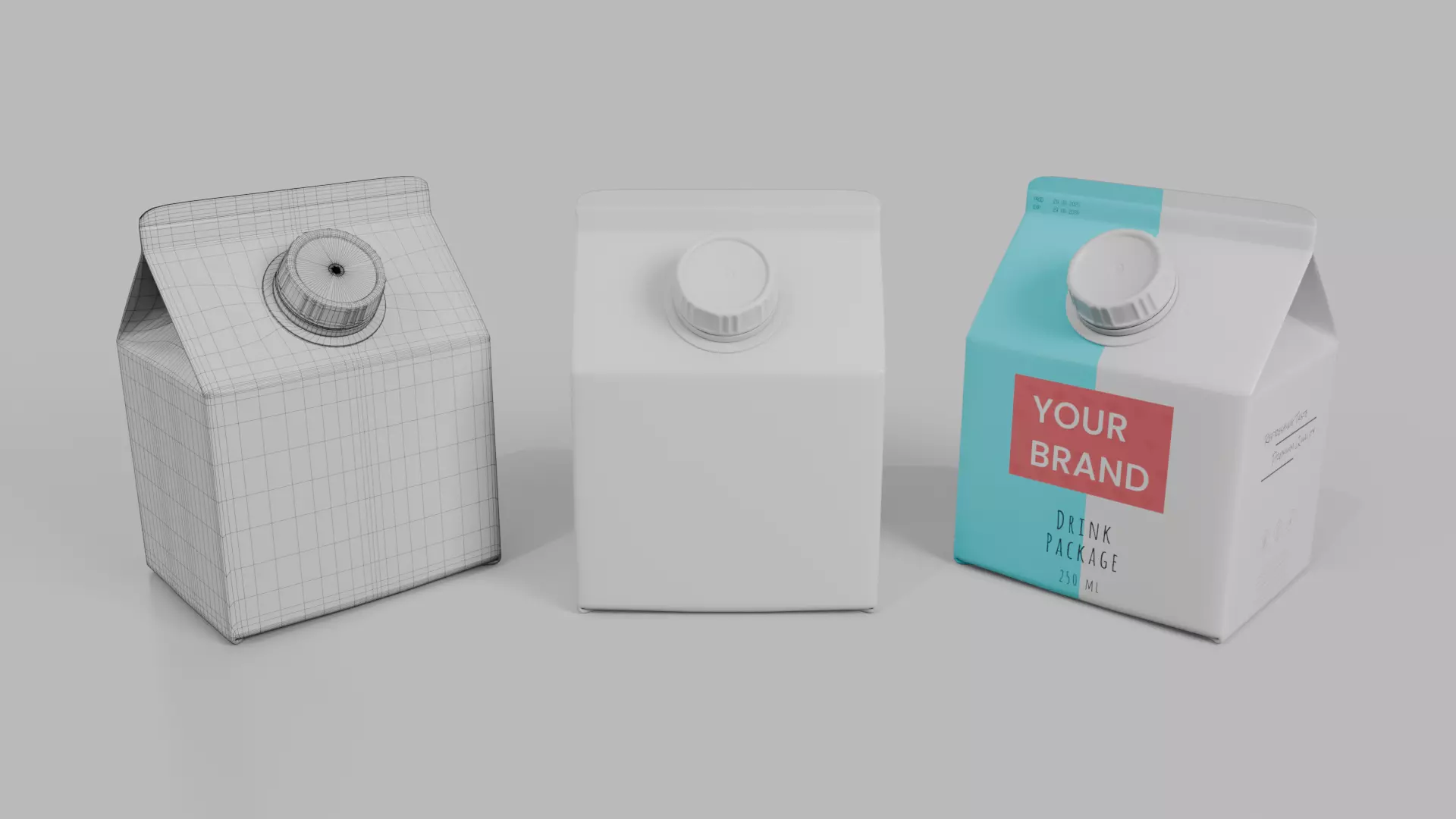 Beverage Carton Compact Set - Customizable Pack 3D Model Collection_30