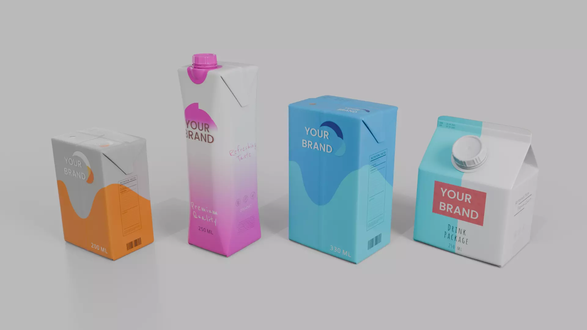 Beverage Carton Compact Set - Customizable Pack 3D Model Collection_6