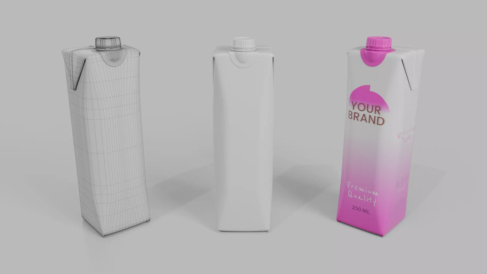 Beverage Carton Compact Set - Customizable Pack 3D Model Collection_14