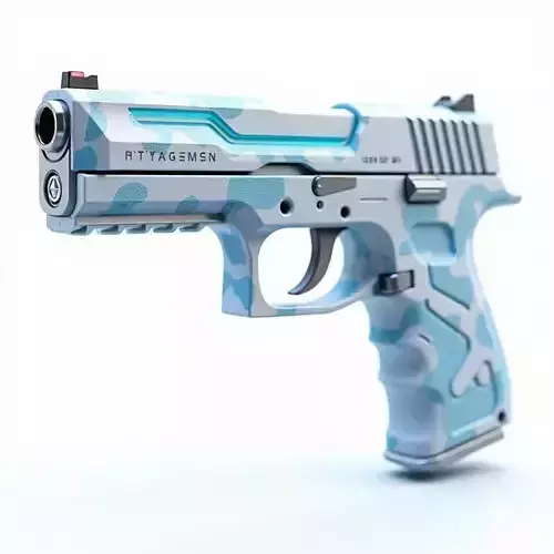Arctic Camo Tactical Pistol 3D Model Elite Sidearm