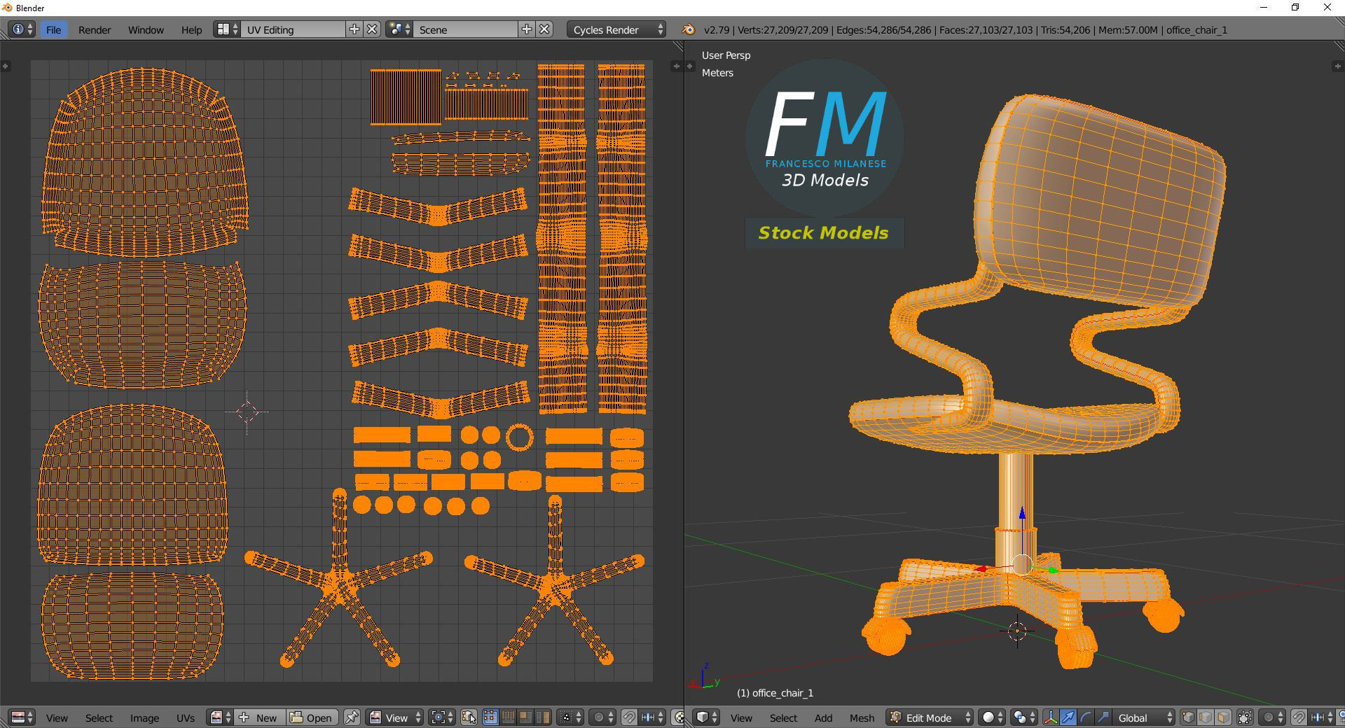 Office chair 1 3D model_10