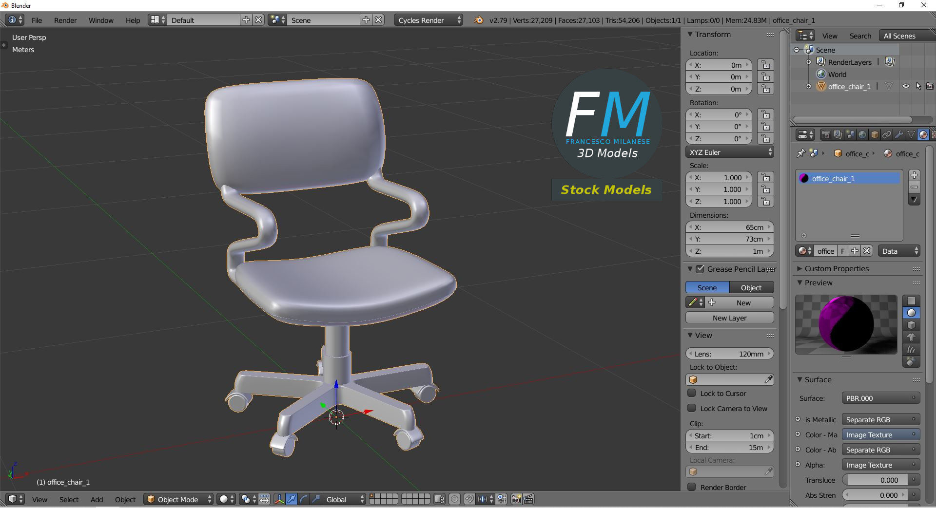 Office chair 1 3D model_9