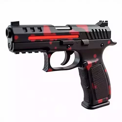 Tactical Red Camo Pistol 3D Model Black Ops Sidearm
