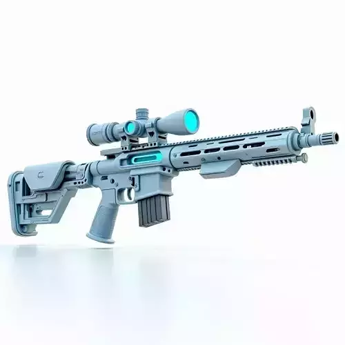 Futuristic Modular Sniper Rifle 3D Model SciFi Marksman