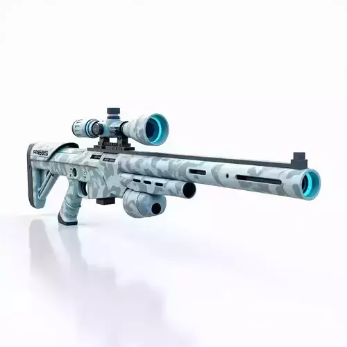 Arctic Camouflage Sniper Rifle 3D Model Cold Weather Warfare