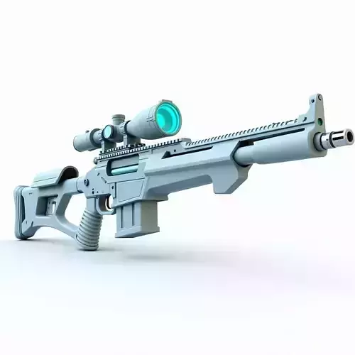 Futuristic Polymer Sniper Rifle 3D Model Tactical Commando