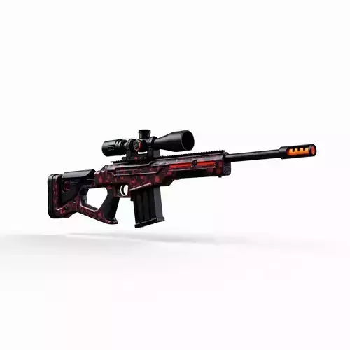 Inferno Camouflage Sniper Rifle 3D Model Elite Black Ops