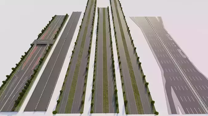 Road Pack - Extended-City Roads 3D model Road Pack - Extended-City Roads 3D model