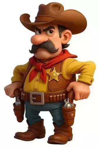 Cartoon Cowboy Sheriff 3D Character Model 3D model