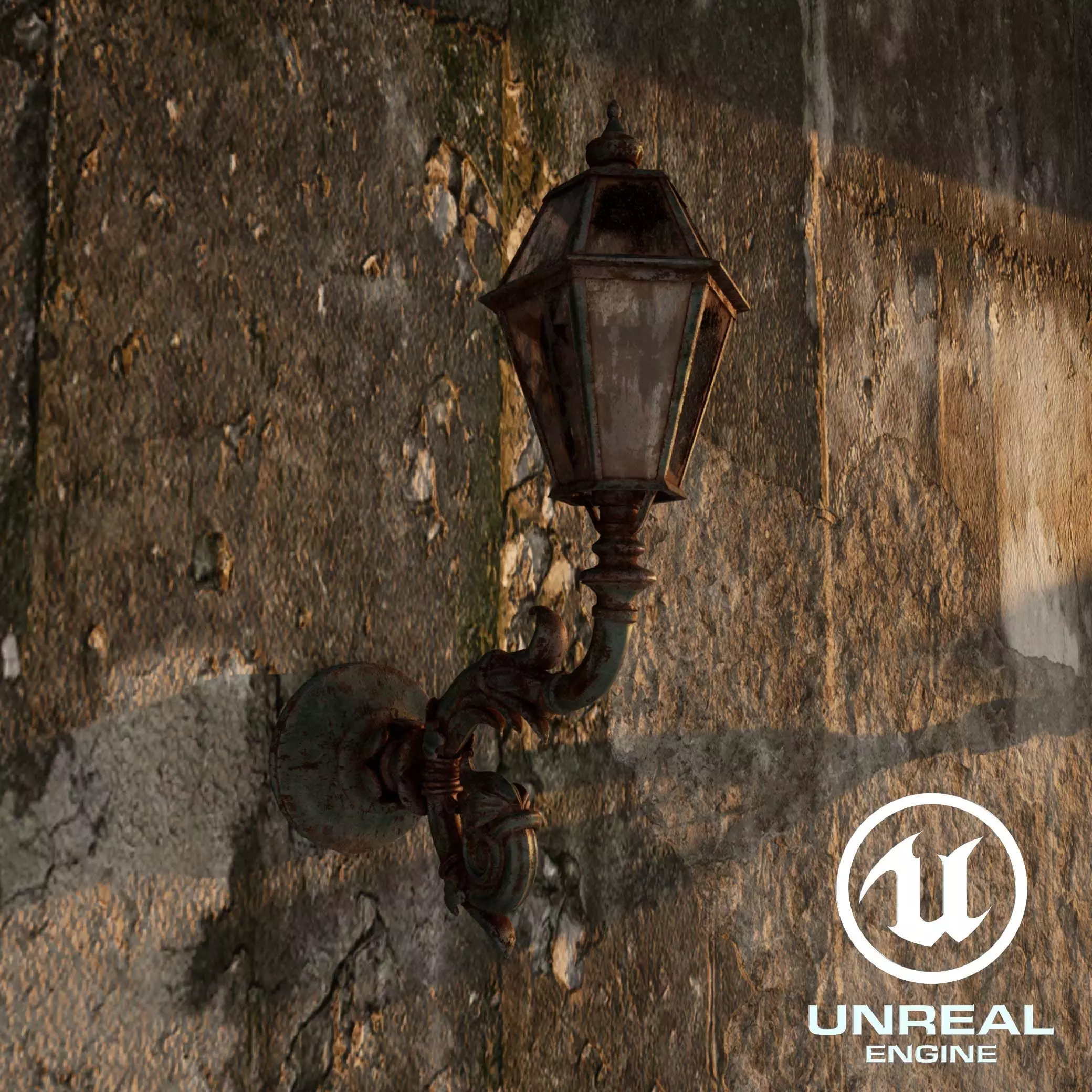 Rusted Lamp Low-poly 3D model_0