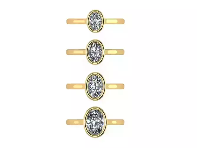 Bezel setting oval rings set of 4 