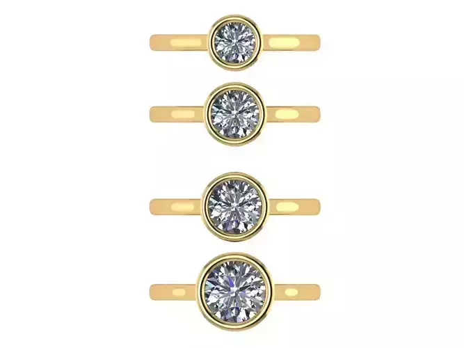 bezel setting round diamond ring set of 4 