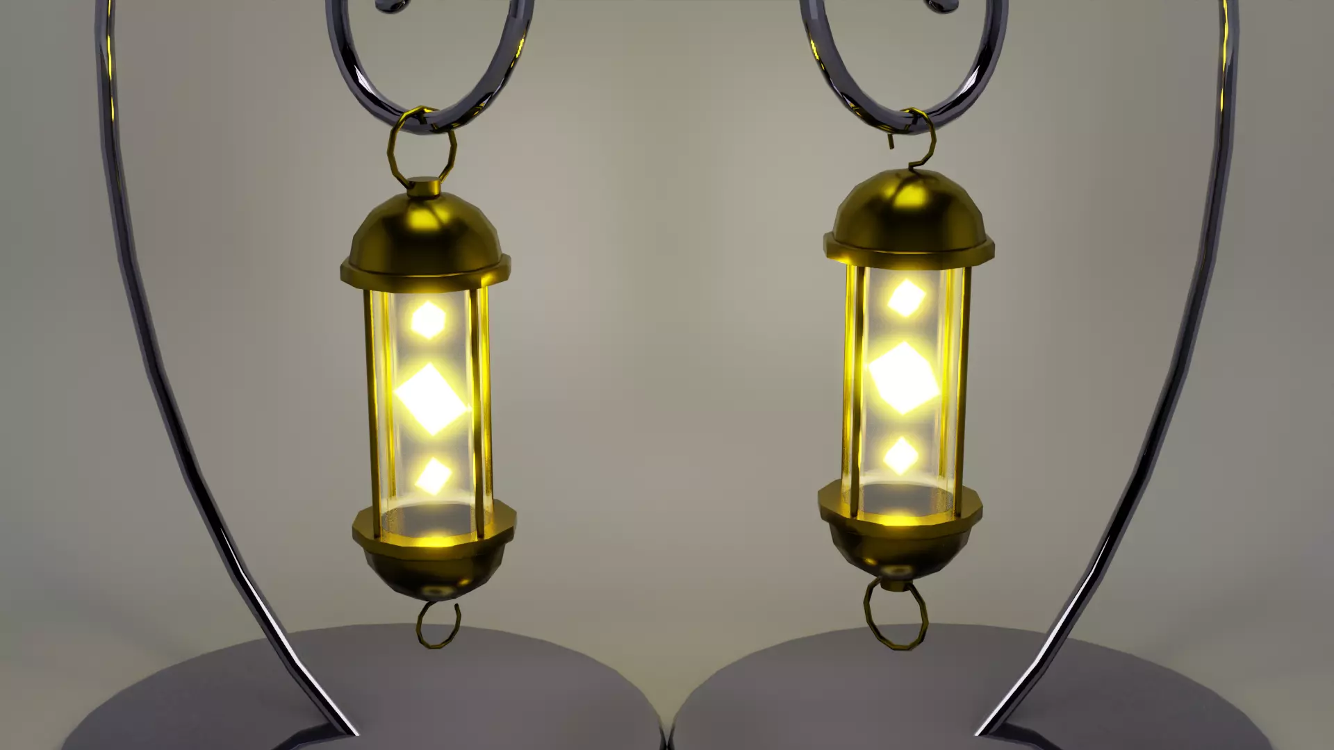 Gold - Silver Lantern 3D model_3