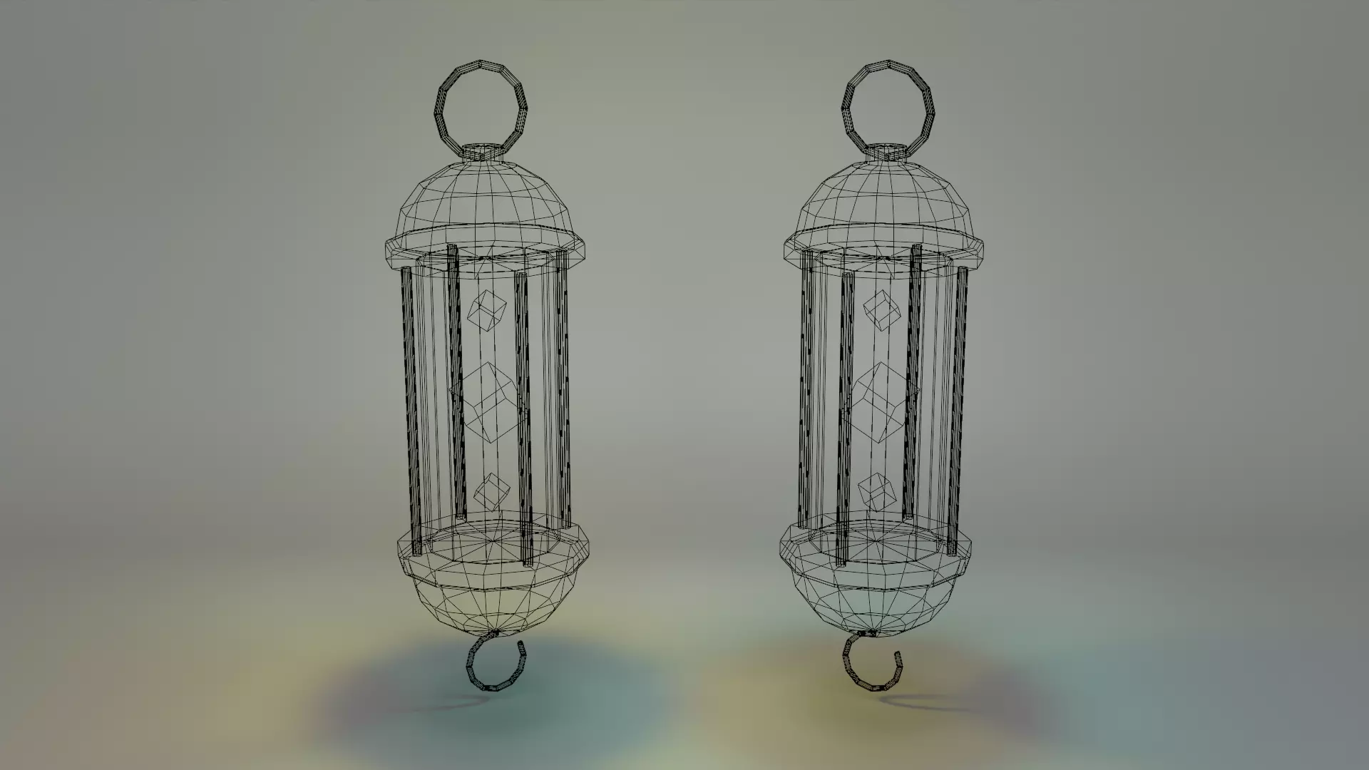 Gold - Silver Lantern 3D model_6