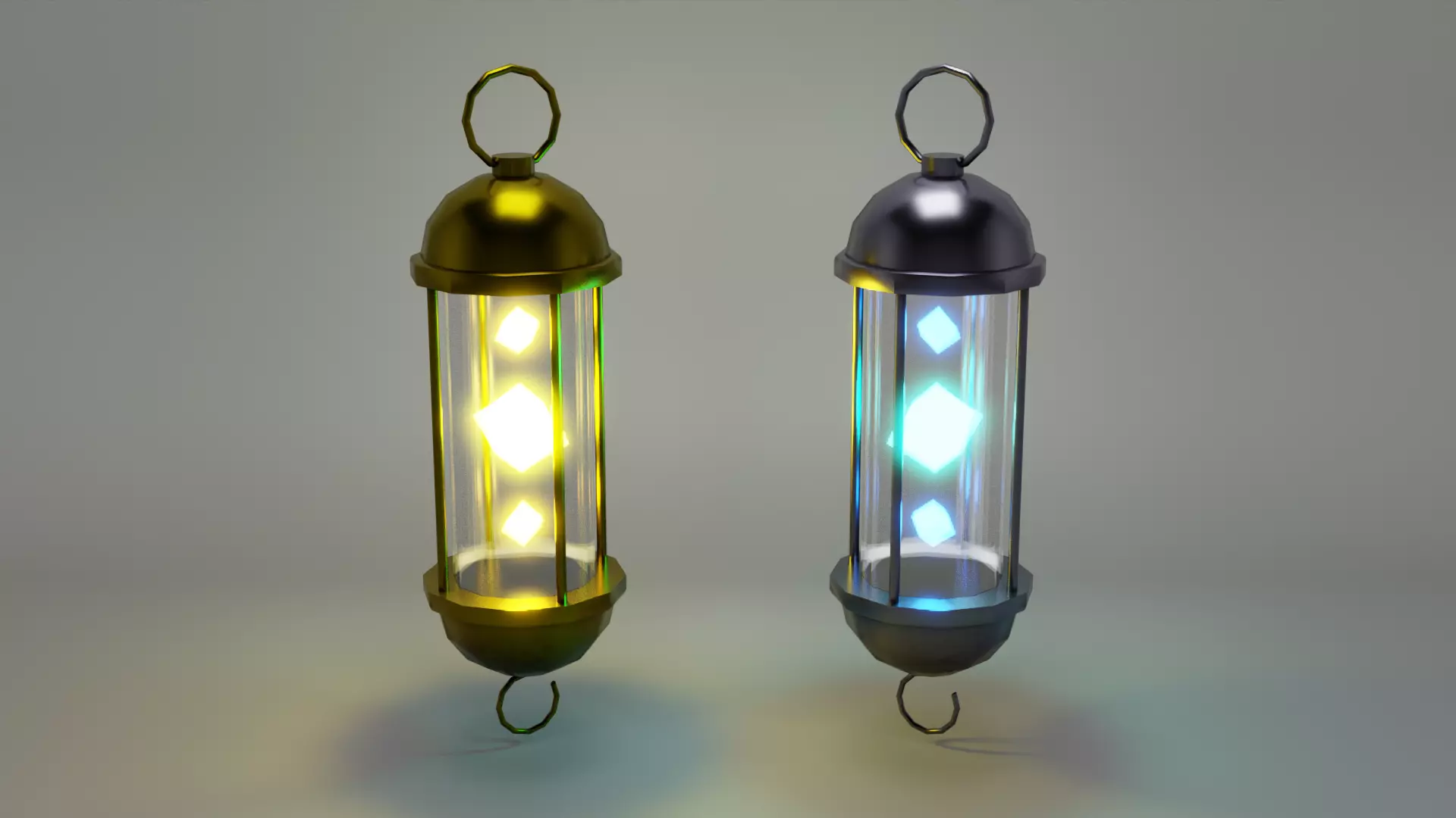 Gold - Silver Lantern 3D model_1