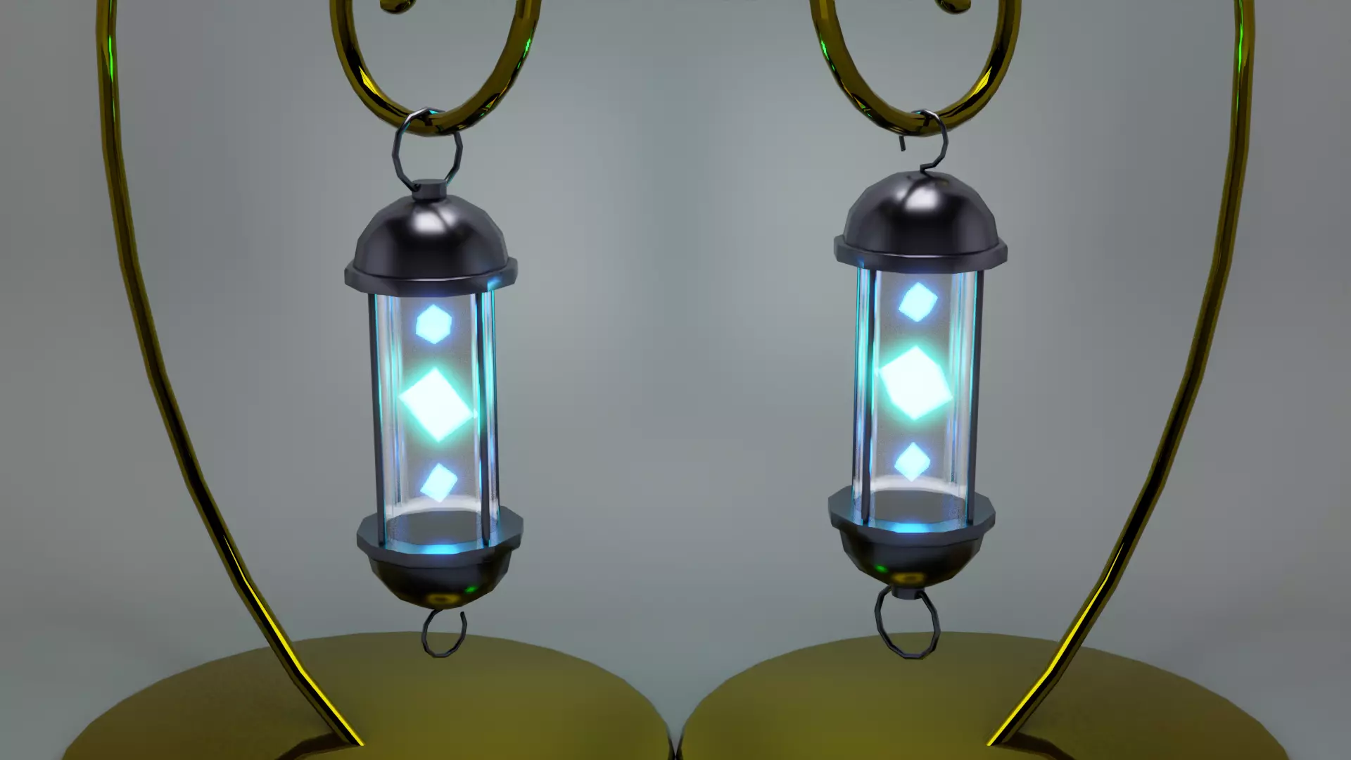 Gold - Silver Lantern 3D model_5