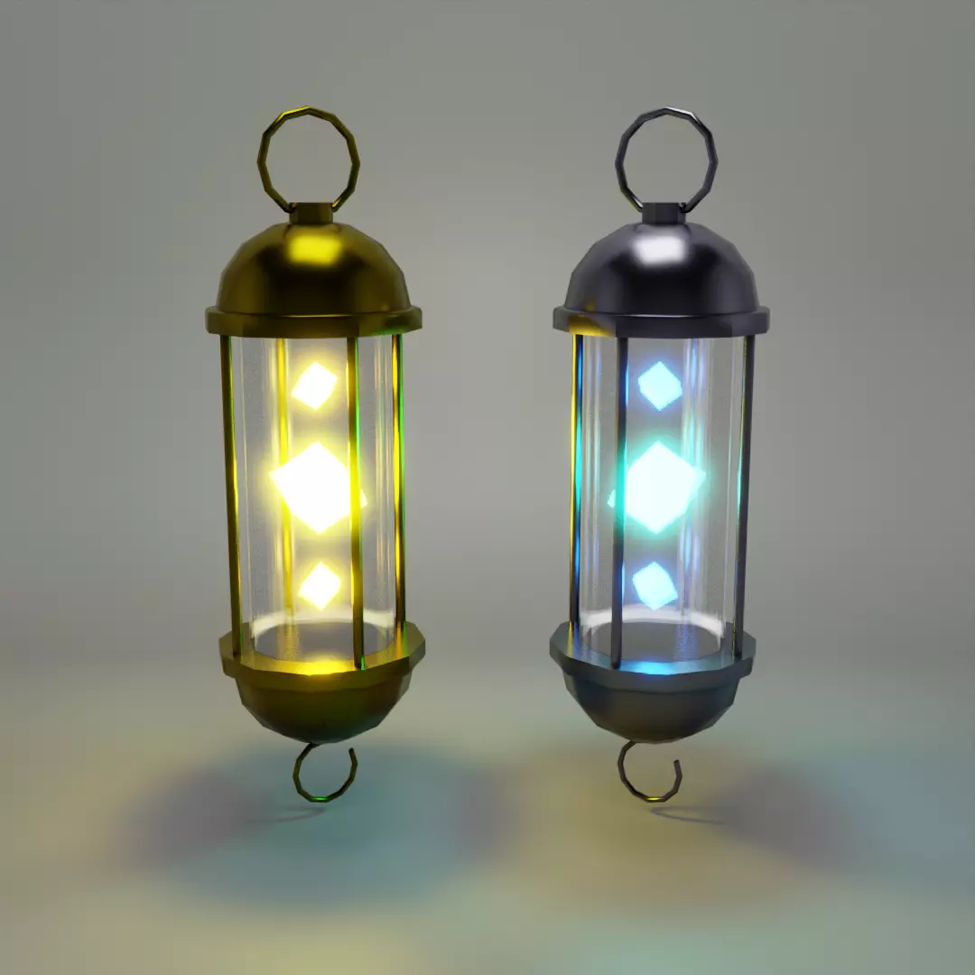 Gold - Silver Lantern 3D model_0