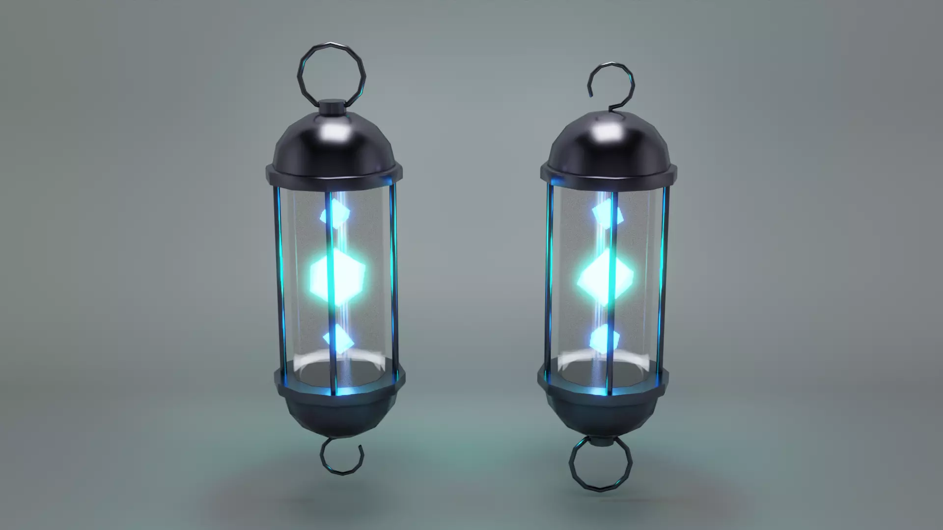Gold - Silver Lantern 3D model_4