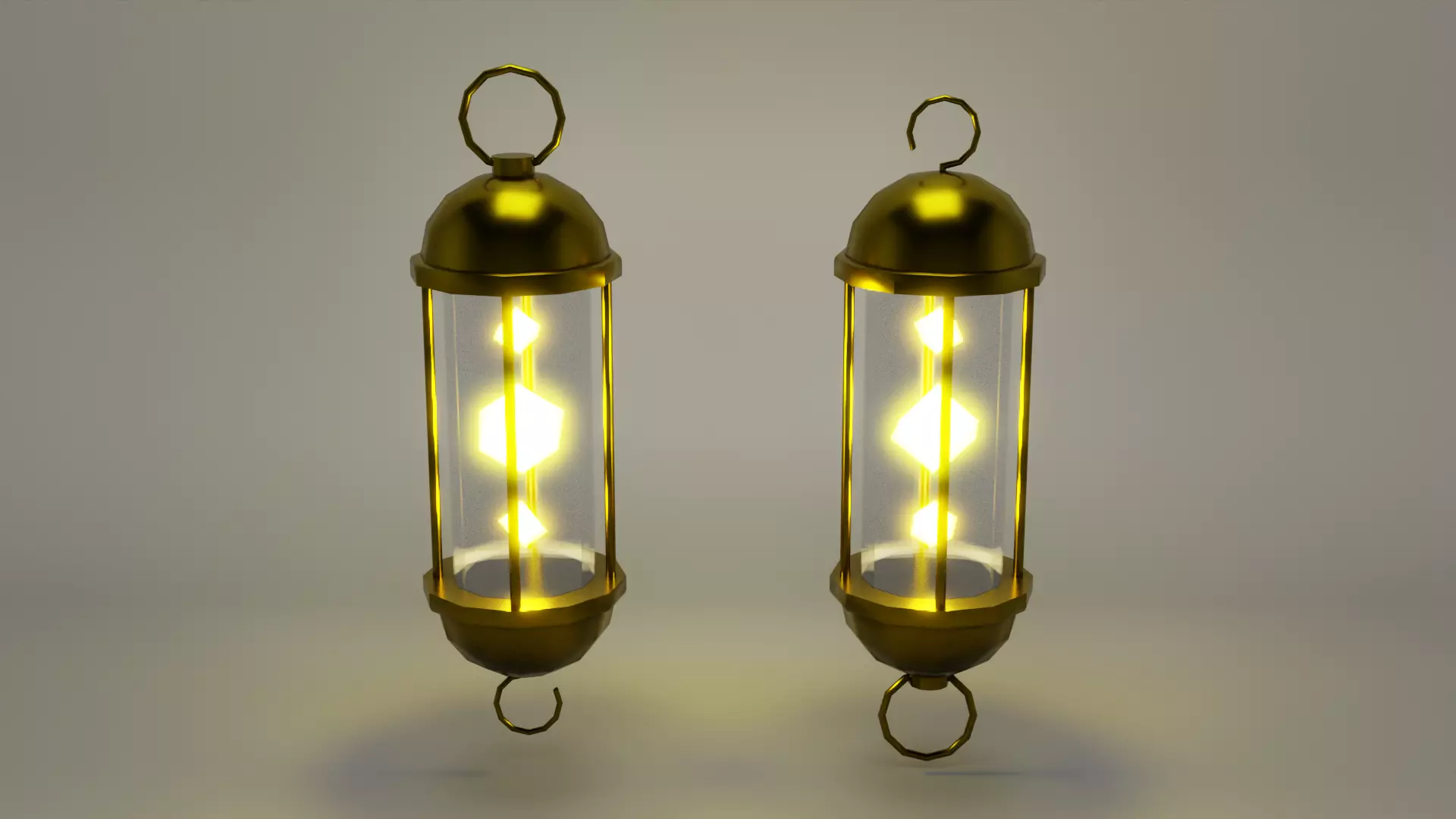 Gold - Silver Lantern 3D model_2