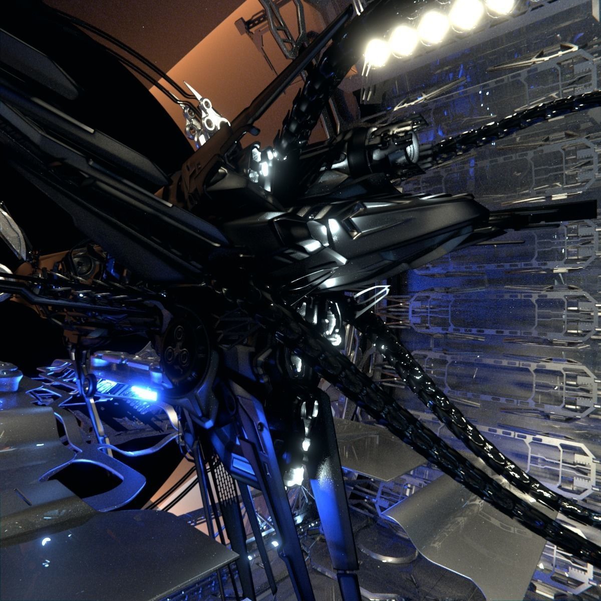 Docked Spacecraft 3D model_1