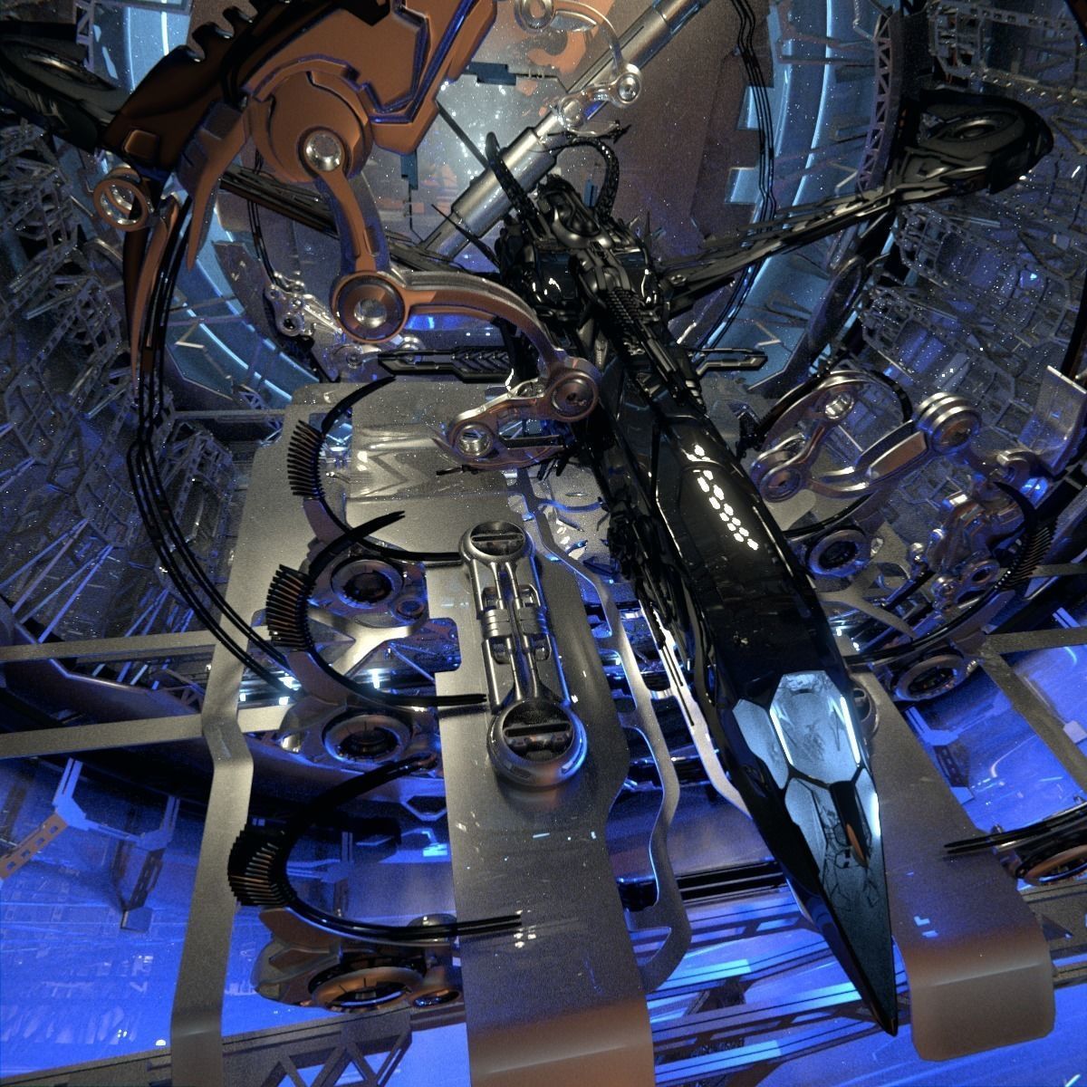 Docked Spacecraft 3D model_8