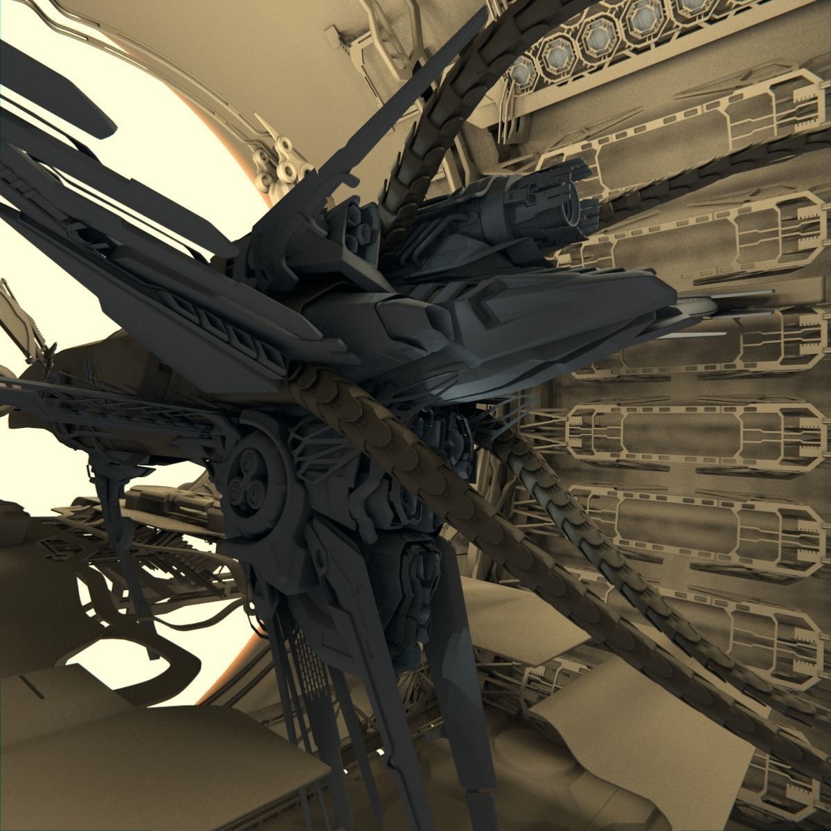 Docked Spacecraft 3D model_22