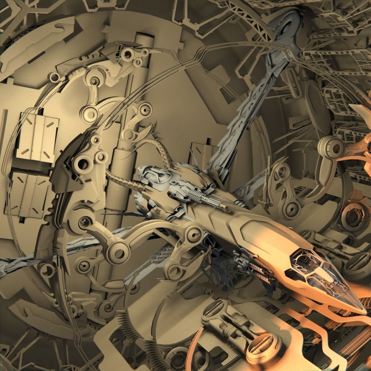 Docked Spacecraft 3D model_2