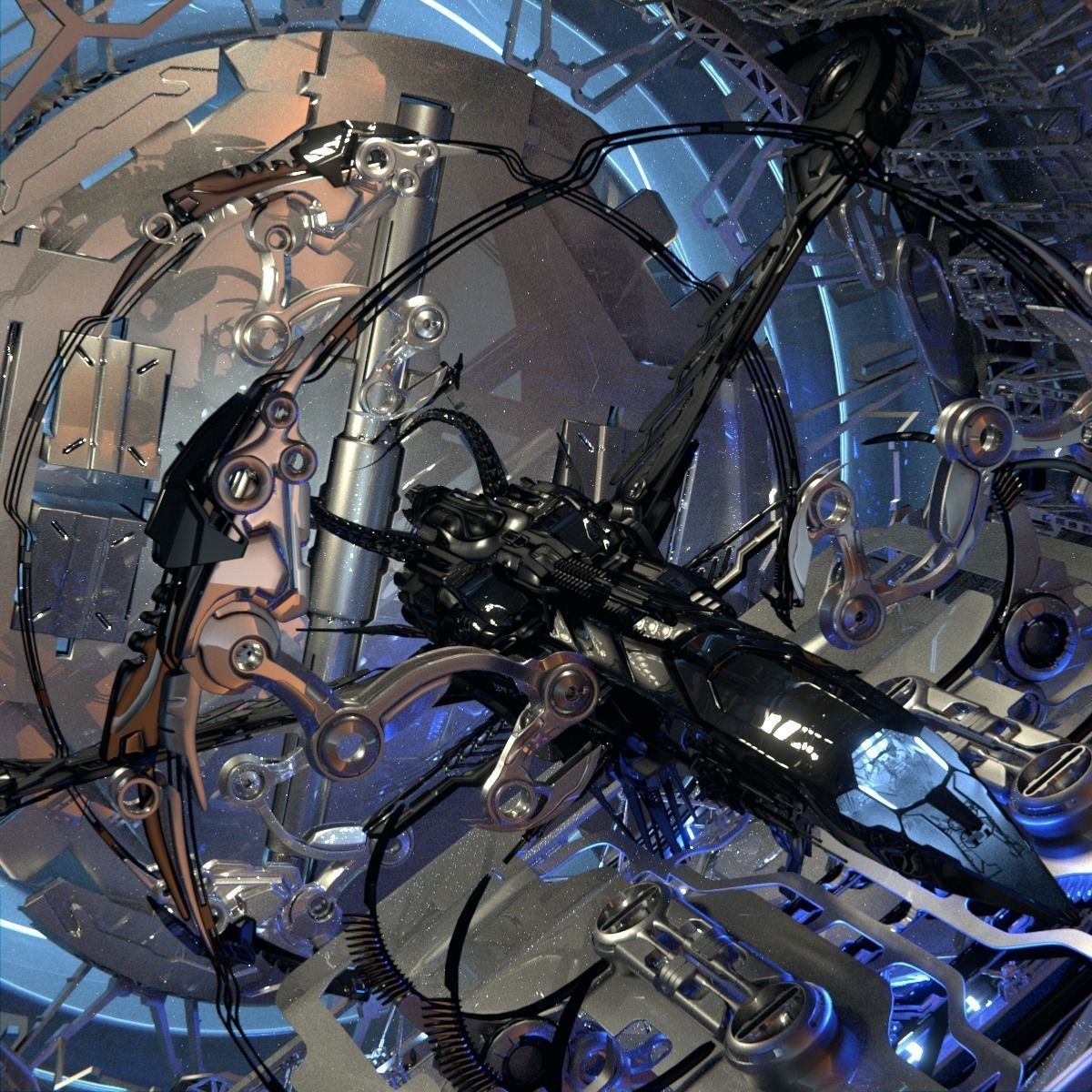Docked Spacecraft 3D model_4