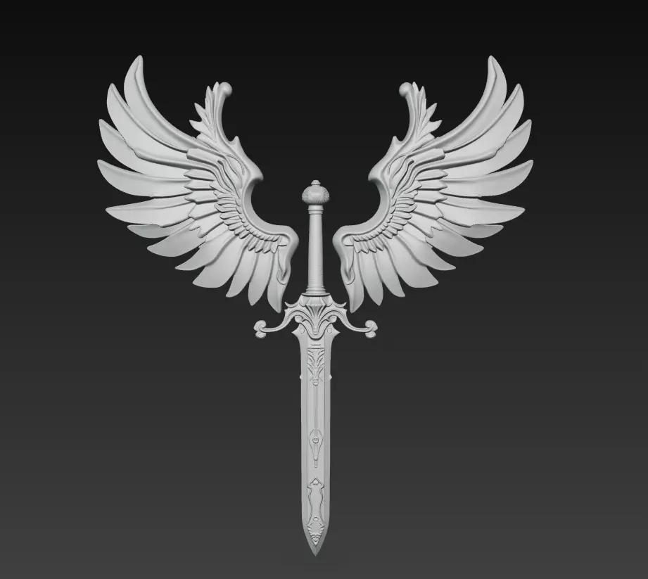 Angel Wing Sword - Celestial Fantasy Sculpture 3D print model_8