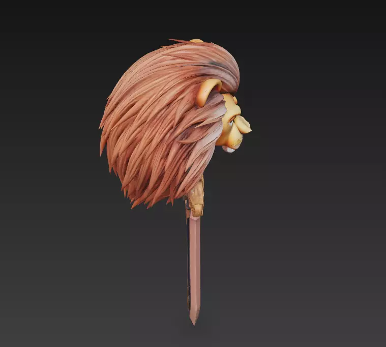 Lion King Sword - Majestic Fantasy Sculpture Blade 3D model_5