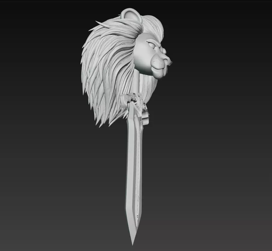 Lion King Sword - Majestic Fantasy Sculpture Blade 3D model_9