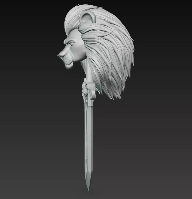 Lion King Sword - Majestic Fantasy Sculpture Blade 3D model_6