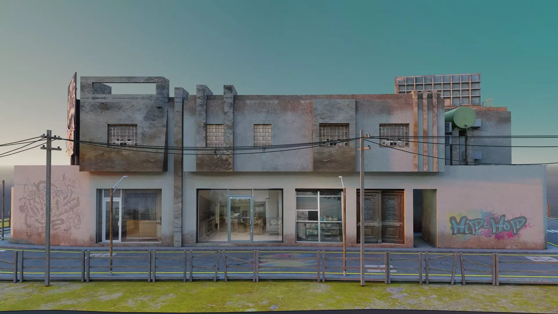 Street Block Low-poly 3D model_3