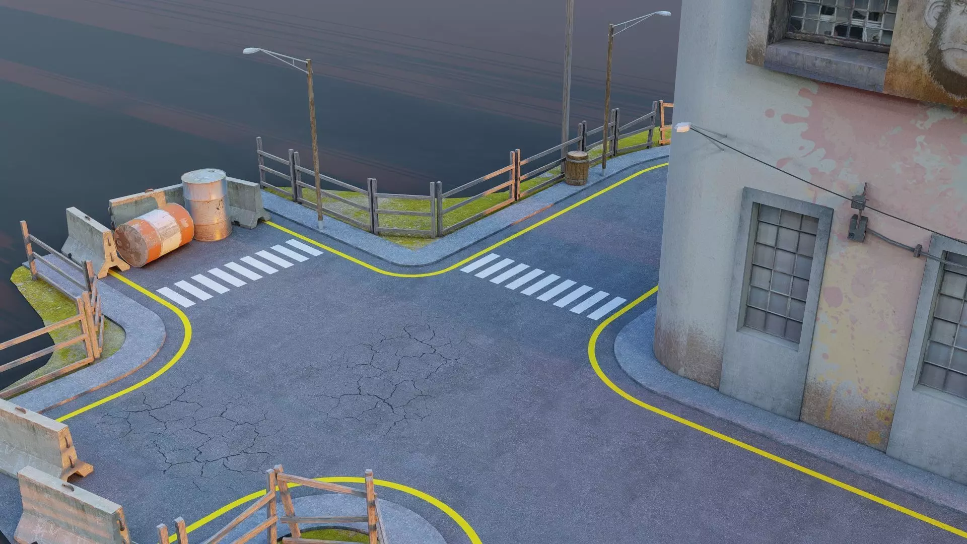 Street Block Low-poly 3D model_14