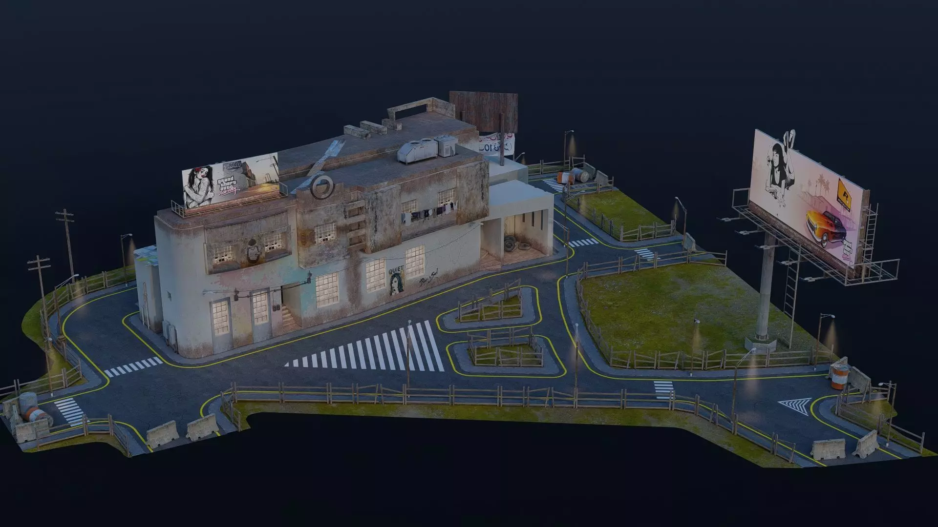 Street Block Low-poly 3D model_20