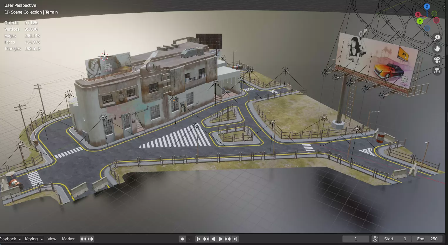 Street Block Low-poly 3D model_23