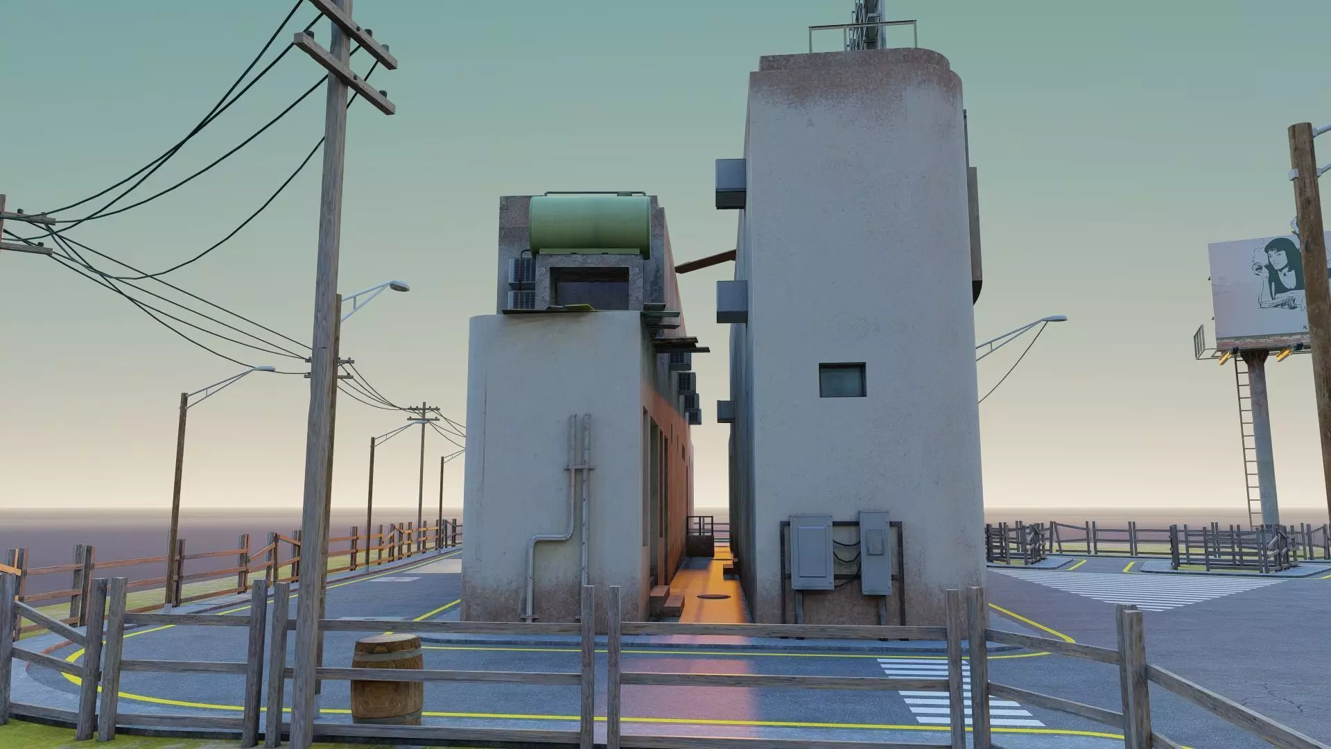 Street Block Low-poly 3D model_6