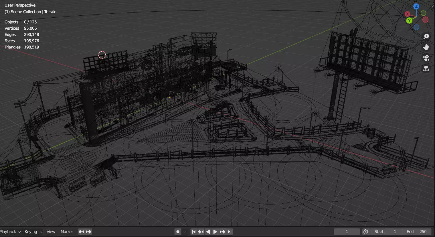 Street Block Low-poly 3D model_1