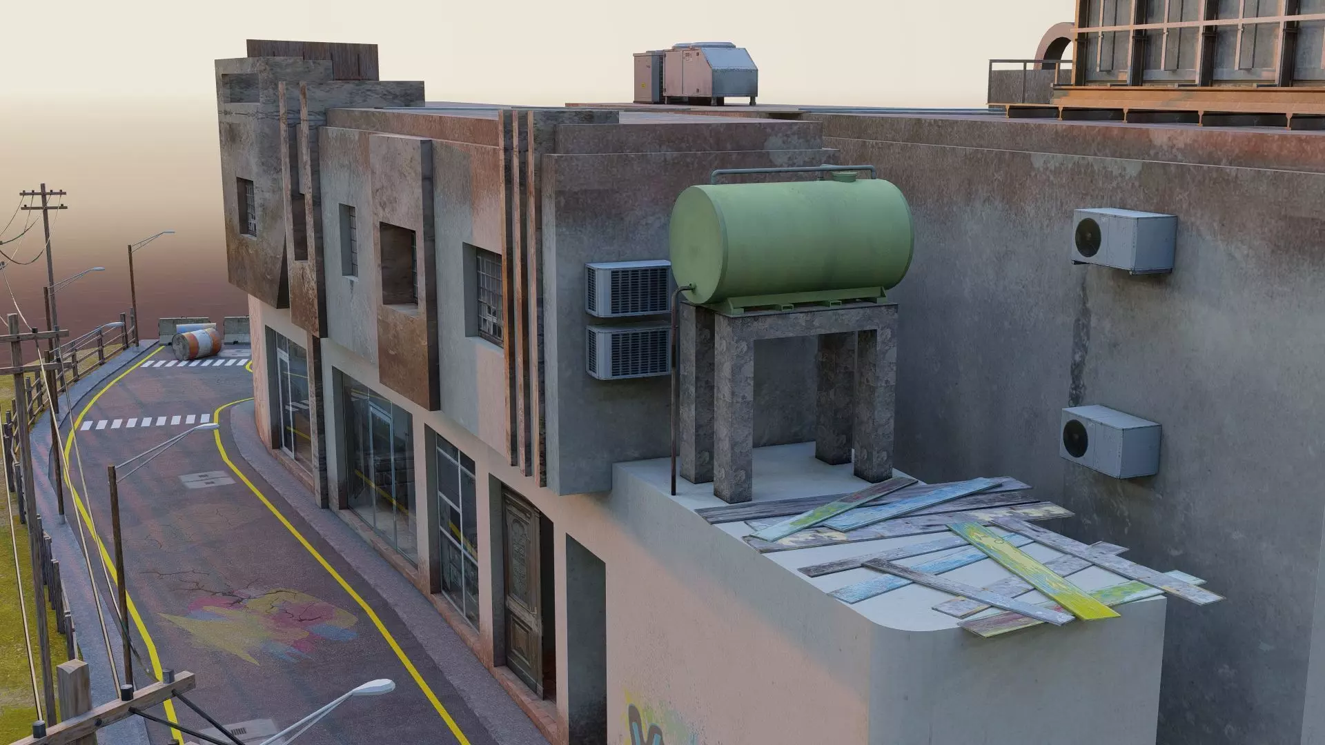 Street Block Low-poly 3D model_8