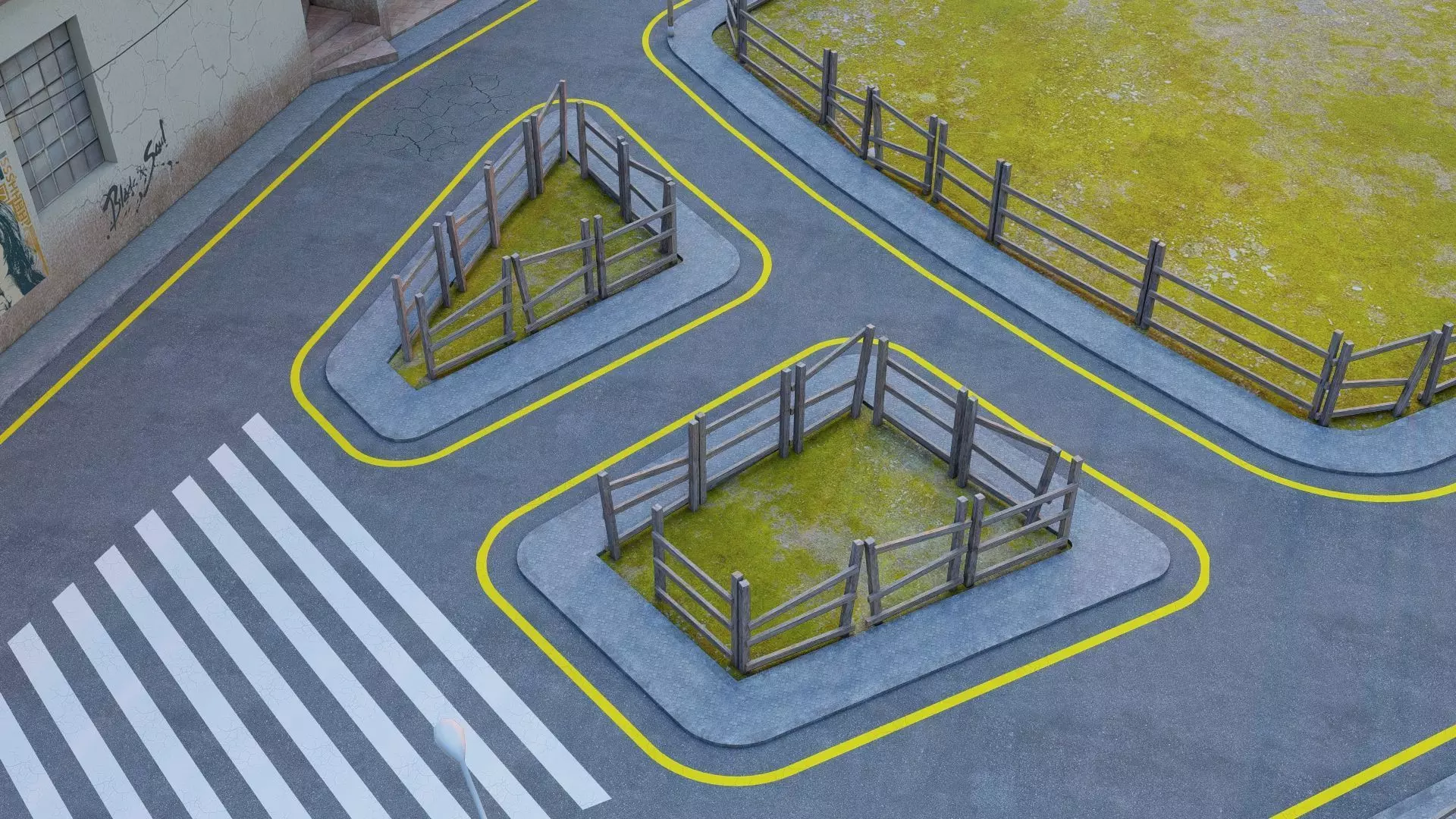 Street Block Low-poly 3D model_15