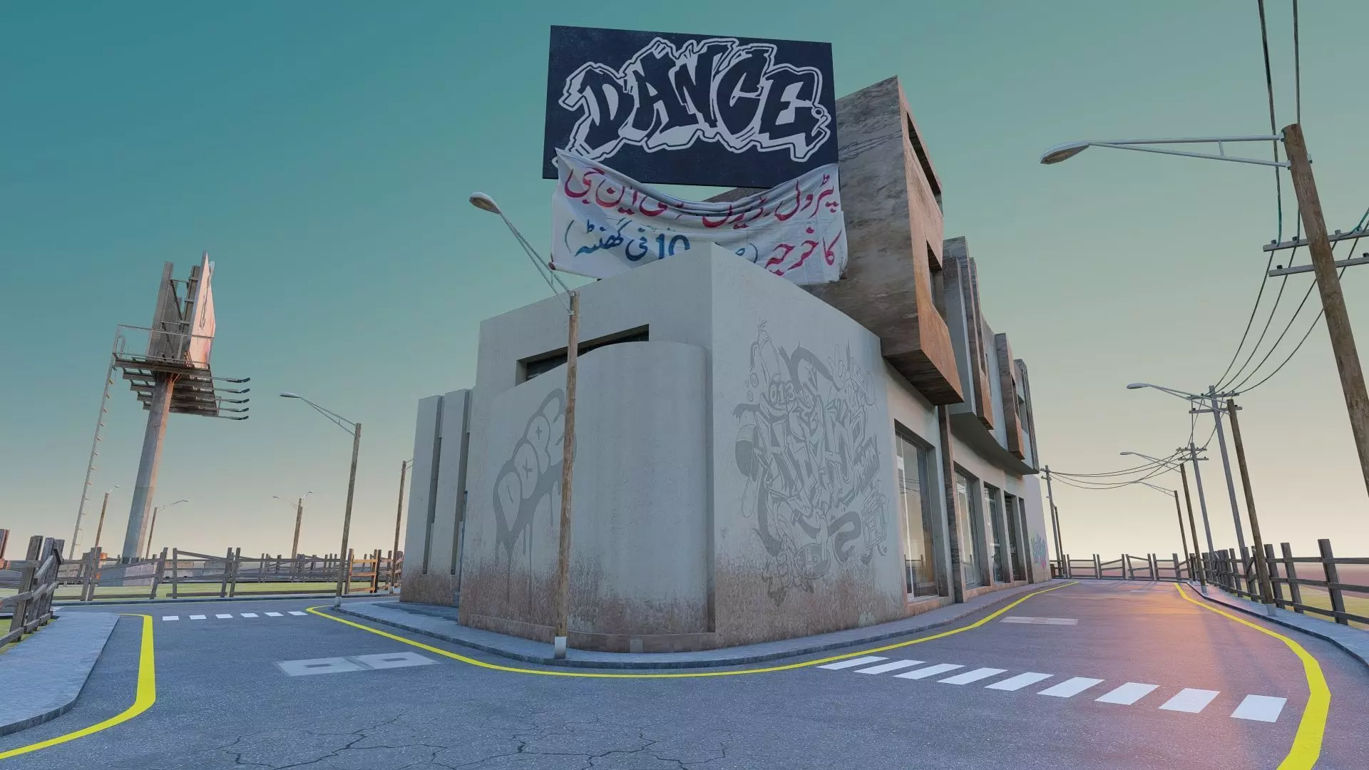 Street Block Low-poly 3D model_4