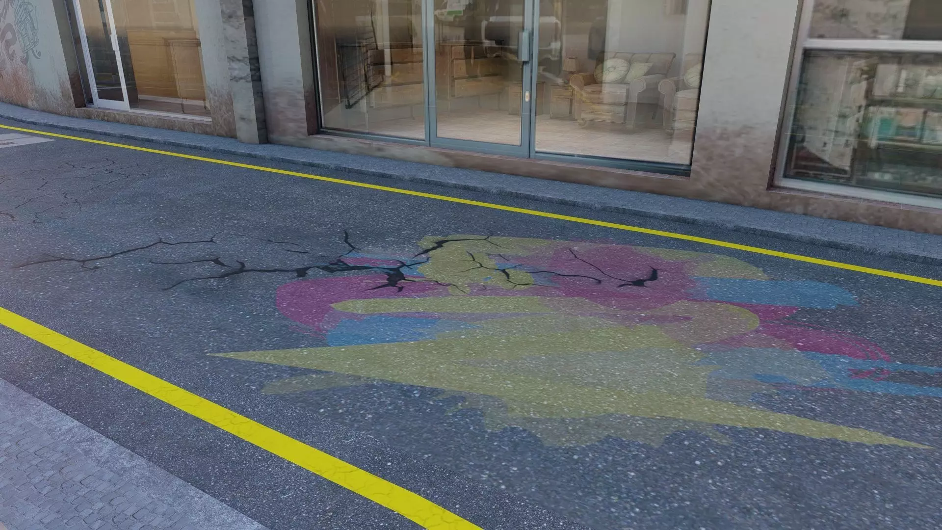 Street Block Low-poly 3D model_13