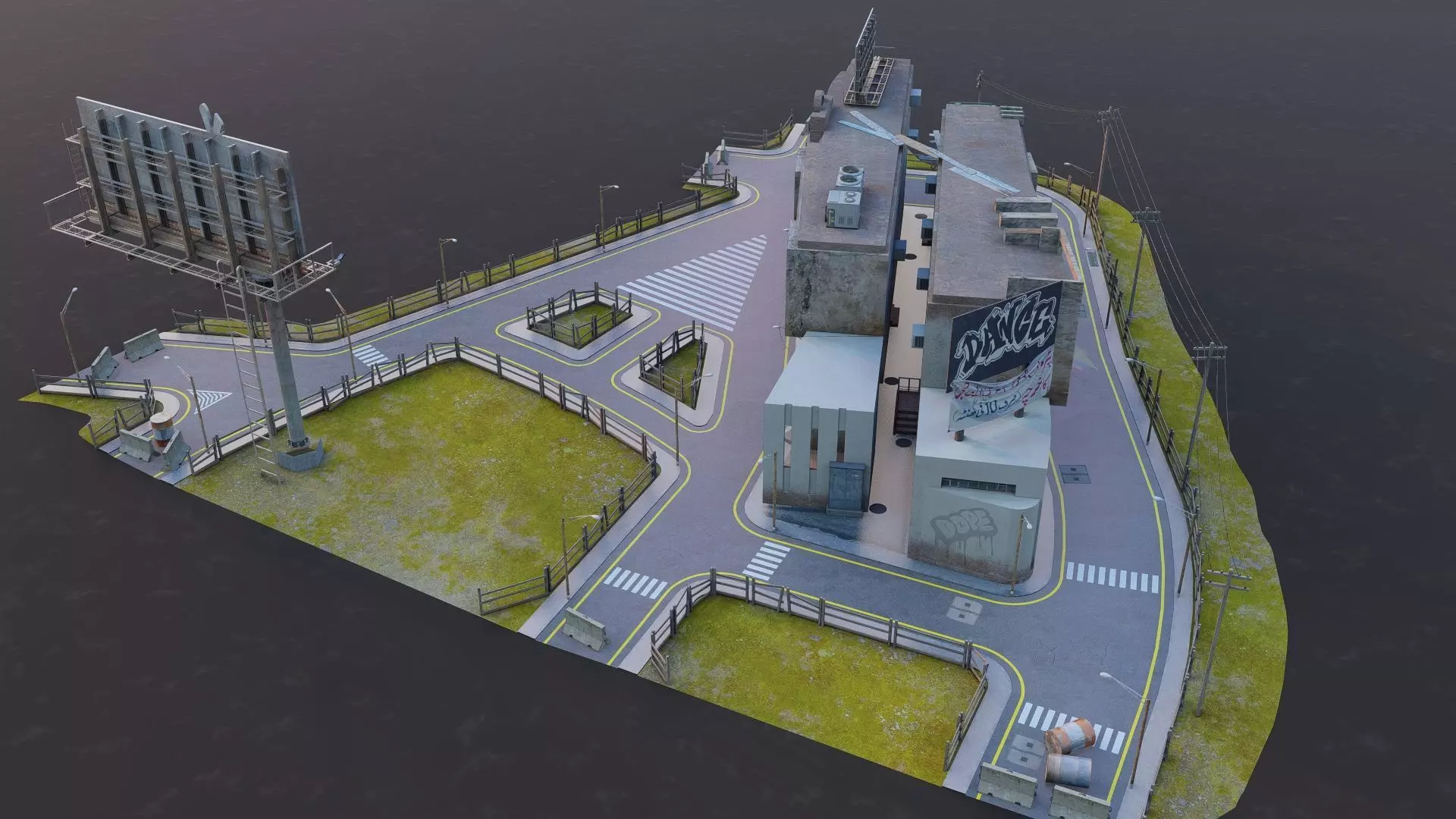 Street Block Low-poly 3D model_11