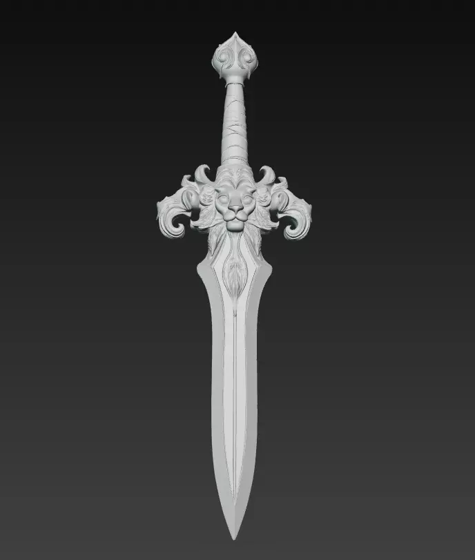 Lion Fang Dagger - Ornate Fantasy Short Blade Sculpture 3D model_7